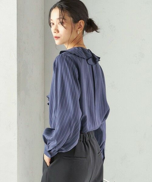 SHIPS / シップス シャツ・ブラウス | 《予約》〈手洗い可能〉フィブリル ストライプ フリル カラー ブラウス | 詳細13