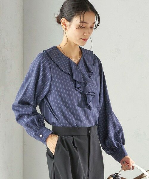 SHIPS / シップス シャツ・ブラウス | 《予約》〈手洗い可能〉フィブリル ストライプ フリル カラー ブラウス | 詳細14
