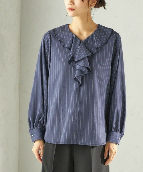 SHIPS / シップス シャツ・ブラウス | 《予約》〈手洗い可能〉フィブリル ストライプ フリル カラー ブラウス | 詳細20