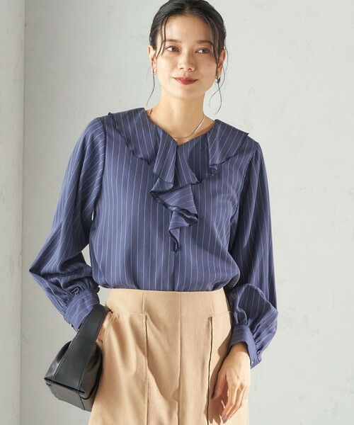 SHIPS / シップス シャツ・ブラウス | 《予約》〈手洗い可能〉フィブリル ストライプ フリル カラー ブラウス | 詳細5