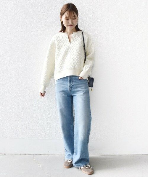 SHIPS / シップス カットソー | 【WEB限定】〈手洗い可能〉キルティング ジャカード キーネック プルオーバー | 詳細1