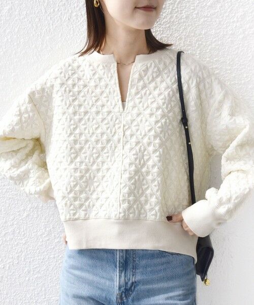 SHIPS / シップス カットソー | 【WEB限定】〈手洗い可能〉キルティング ジャカード キーネック プルオーバー | 詳細5