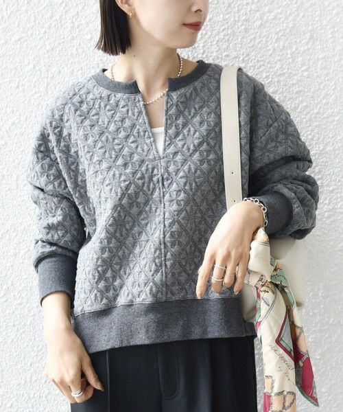 SHIPS / シップス カットソー | 【WEB限定】〈手洗い可能〉キルティング ジャカード キーネック プルオーバー | 詳細15