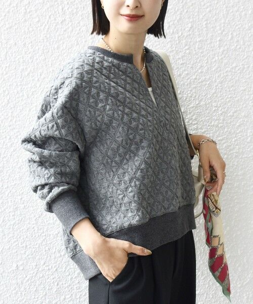 SHIPS / シップス カットソー | 【WEB限定】〈手洗い可能〉キルティング ジャカード キーネック プルオーバー | 詳細18