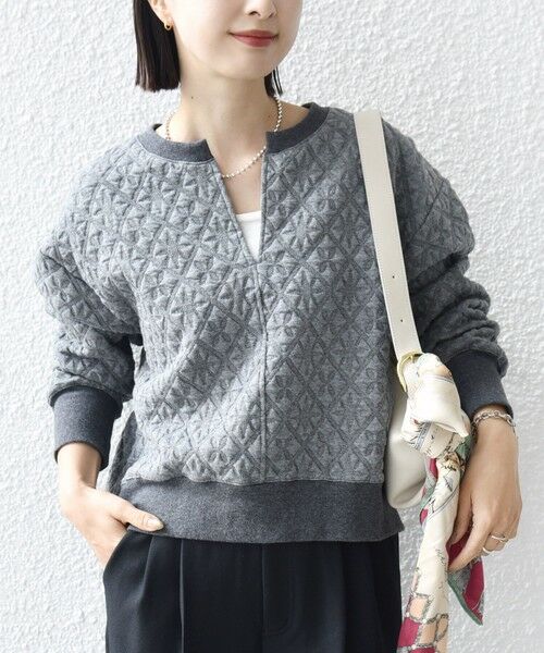 SHIPS / シップス カットソー | 【WEB限定】〈手洗い可能〉キルティング ジャカード キーネック プルオーバー | 詳細19