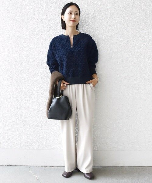 SHIPS / シップス カットソー | 【WEB限定】〈手洗い可能〉キルティング ジャカード キーネック プルオーバー | 詳細25