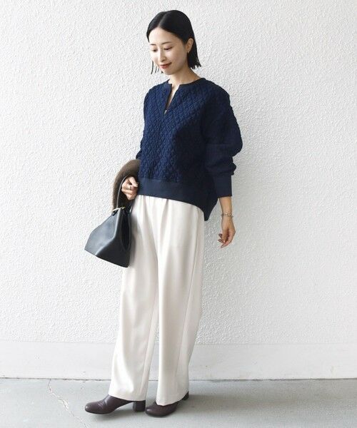 SHIPS / シップス カットソー | 【WEB限定】〈手洗い可能〉キルティング ジャカード キーネック プルオーバー | 詳細26