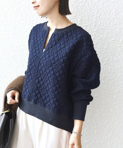 SHIPS / シップス カットソー | 【WEB限定】〈手洗い可能〉キルティング ジャカード キーネック プルオーバー | 詳細29