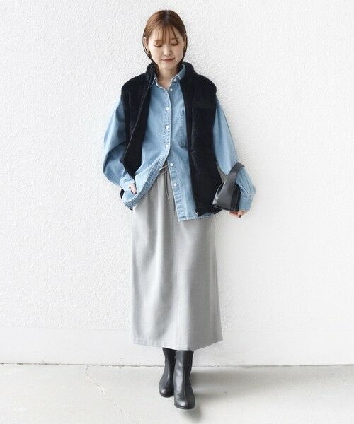 SHIPS / シップス ミニ・ひざ丈スカート | 〈手洗い可能〉両面起毛 ドロスト スカート | 詳細1