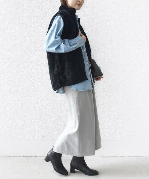 SHIPS / シップス ミニ・ひざ丈スカート | 〈手洗い可能〉両面起毛 ドロスト スカート | 詳細4