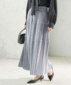 SHIPS / シップス ロング・マキシ丈スカート | 〈手洗い可能〉サテン プリーツ ティアード スカート