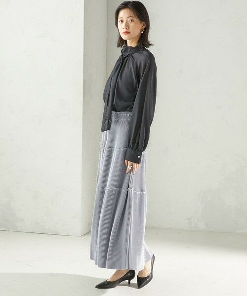 SHIPS / シップス ロング・マキシ丈スカート | 〈手洗い可能〉サテン プリーツ ティアード スカート | 詳細2