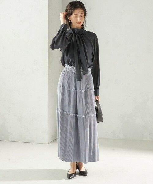 SHIPS / シップス ロング・マキシ丈スカート | 〈手洗い可能〉サテン プリーツ ティアード スカート | 詳細4