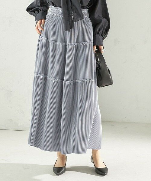 SHIPS / シップス ロング・マキシ丈スカート | 〈手洗い可能〉サテン プリーツ ティアード スカート | 詳細5