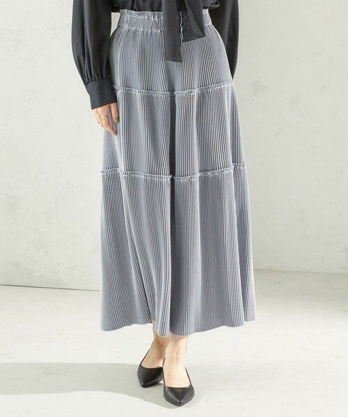 SHIPS / シップス ロング・マキシ丈スカート | 〈手洗い可能〉サテン プリーツ ティアード スカート | 詳細8