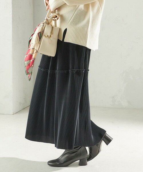 SHIPS / シップス ロング・マキシ丈スカート | 〈手洗い可能〉サテン プリーツ ティアード スカート | 詳細26