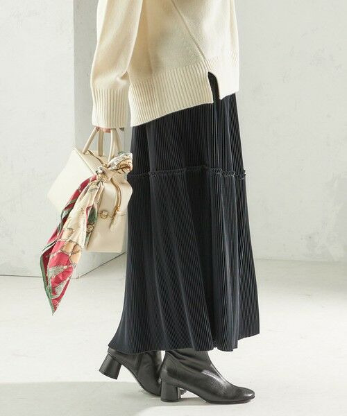 SHIPS / シップス ロング・マキシ丈スカート | 〈手洗い可能〉サテン プリーツ ティアード スカート | 詳細28