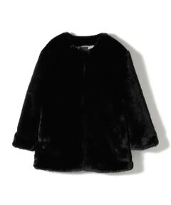 SHIPS / シップス その他アウター | SHIPS Primary Navy Label:フェイク ファー ノーカラー ハーフ コート