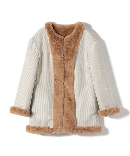 SHIPS / シップス その他アウター | SHIPS Primary Navy Label:フェイク ファー ノーカラー ハーフ コート | 詳細2