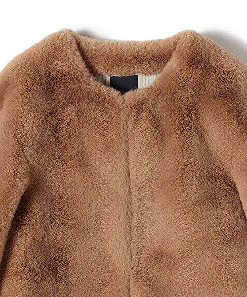 SHIPS / シップス その他アウター | SHIPS Primary Navy Label:フェイク ファー ノーカラー ハーフ コート | 詳細4