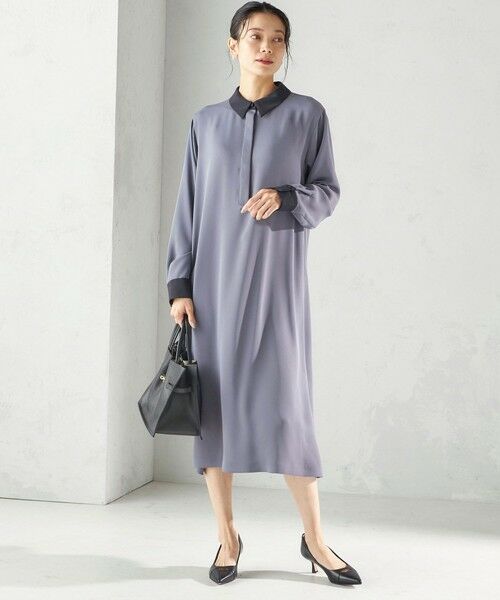 SHIPS / シップス ロング・マキシ丈ワンピース | 《予約》〈洗濯機可能〉ライト ダブルクロス バックフリル Aライン ワンピース（セレモニー対応可） | 詳細1