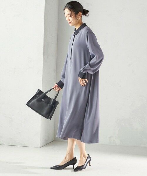 SHIPS / シップス ロング・マキシ丈ワンピース | 《予約》〈洗濯機可能〉ライト ダブルクロス バックフリル Aライン ワンピース（セレモニー対応可） | 詳細2