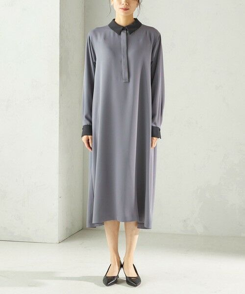 SHIPS / シップス ロング・マキシ丈ワンピース | 《予約》〈洗濯機可能〉ライト ダブルクロス バックフリル Aライン ワンピース（セレモニー対応可） | 詳細24