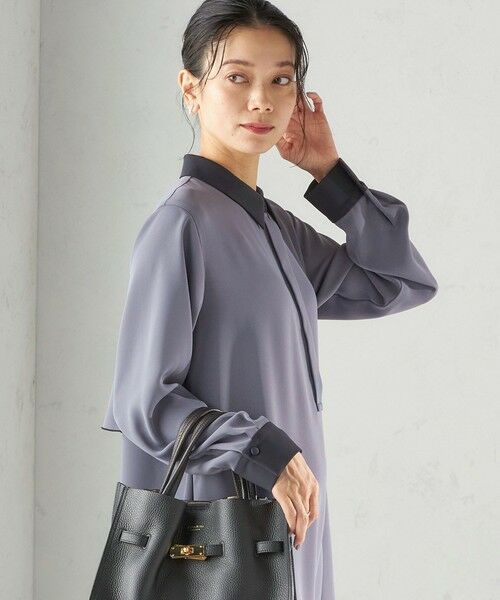 SHIPS / シップス ロング・マキシ丈ワンピース | 《予約》〈洗濯機可能〉ライト ダブルクロス バックフリル Aライン ワンピース（セレモニー対応可） | 詳細4