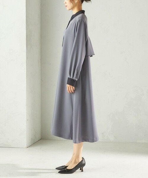 SHIPS / シップス ロング・マキシ丈ワンピース | 《予約》〈洗濯機可能〉ライト ダブルクロス バックフリル Aライン ワンピース（セレモニー対応可） | 詳細25