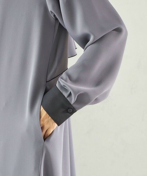 SHIPS / シップス ロング・マキシ丈ワンピース | 《予約》〈洗濯機可能〉ライト ダブルクロス バックフリル Aライン ワンピース（セレモニー対応可） | 詳細29