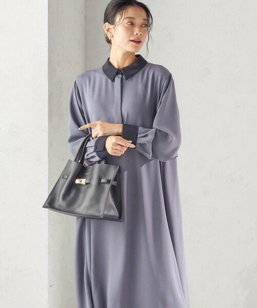 SHIPS / シップス ロング・マキシ丈ワンピース | 《予約》〈洗濯機可能〉ライト ダブルクロス バックフリル Aライン ワンピース（セレモニー対応可） | 詳細5