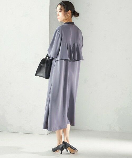 SHIPS / シップス ロング・マキシ丈ワンピース | 《予約》〈洗濯機可能〉ライト ダブルクロス バックフリル Aライン ワンピース（セレモニー対応可） | 詳細8