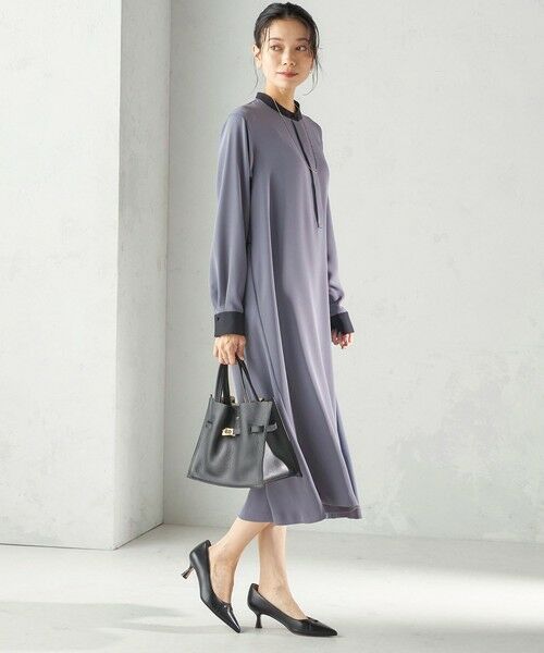 SHIPS / シップス ロング・マキシ丈ワンピース | 《予約》〈洗濯機可能〉ライト ダブルクロス バックフリル Aライン ワンピース（セレモニー対応可） | 詳細9