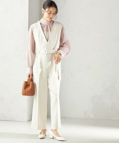 《予約》〈手洗い可能〉ダブル クロス Ｖネック ベルト付 オールインワン（セレモニー対応可）