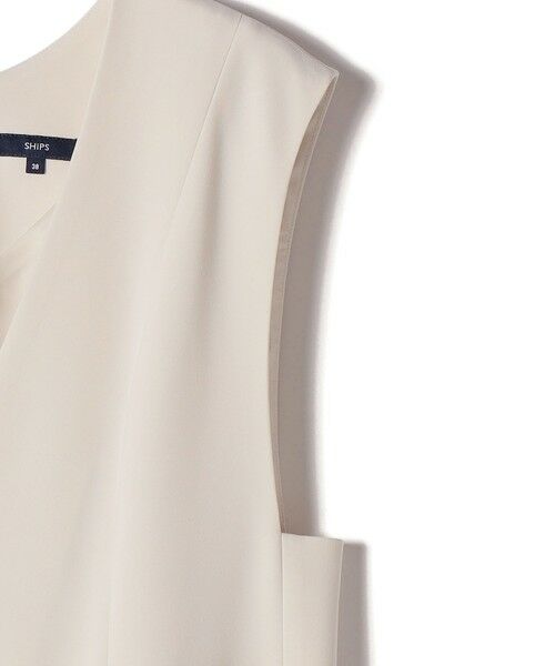 SHIPS / シップス サロペット・オールインワン | 《予約》〈手洗い可能〉ダブル クロス Ｖネック ベルト付 オールインワン（セレモニー対応可） | 詳細12