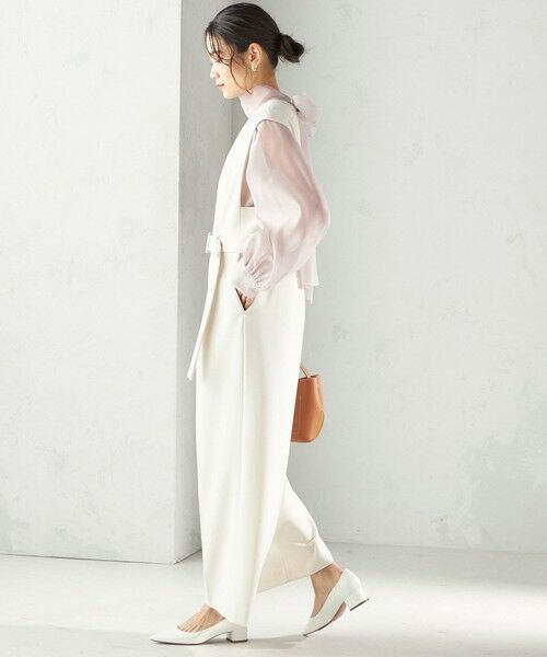 SHIPS / シップス サロペット・オールインワン | 《予約》〈手洗い可能〉ダブル クロス Ｖネック ベルト付 オールインワン（セレモニー対応可） | 詳細2