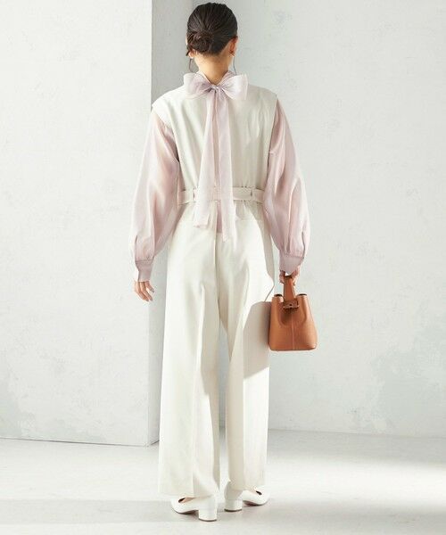 SHIPS / シップス サロペット・オールインワン | 《予約》〈手洗い可能〉ダブル クロス Ｖネック ベルト付 オールインワン（セレモニー対応可） | 詳細3