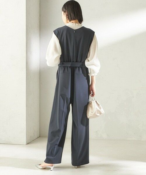 SHIPS / シップス サロペット・オールインワン | 《予約》〈手洗い可能〉ダブル クロス Ｖネック ベルト付 オールインワン（セレモニー対応可） | 詳細25