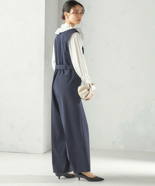 SHIPS / シップス サロペット・オールインワン | 《予約》〈手洗い可能〉ダブル クロス Ｖネック ベルト付 オールインワン（セレモニー対応可） | 詳細18