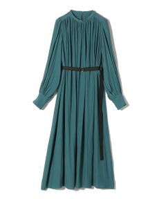 SHIPS / シップス ロング・マキシ丈ワンピース | 〈手洗い可能〉カッセン ギャザー ベルト付き 長袖 ワンピース