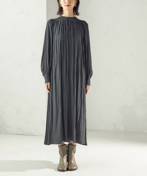 SHIPS / シップス ロング・マキシ丈ワンピース | 〈手洗い可能〉カッセン ギャザー ベルト付き 長袖 ワンピース | 詳細14