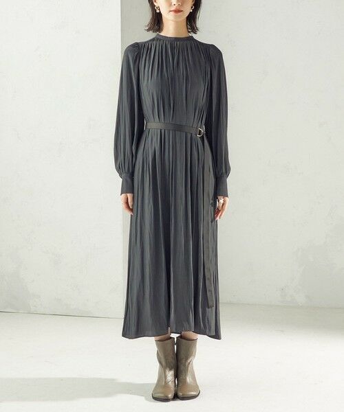 SHIPS / シップス ロング・マキシ丈ワンピース | 〈手洗い可能〉カッセン ギャザー ベルト付き 長袖 ワンピース | 詳細17