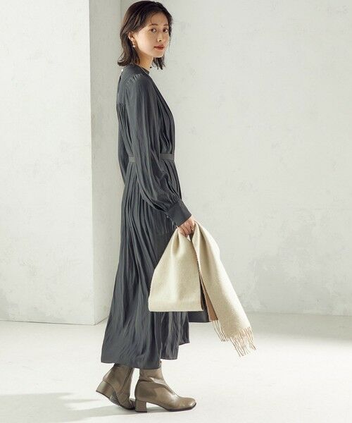 SHIPS / シップス ロング・マキシ丈ワンピース | 〈手洗い可能〉カッセン ギャザー ベルト付き 長袖 ワンピース | 詳細4