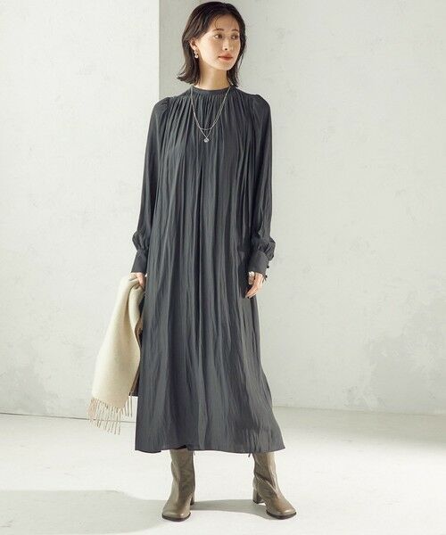 SHIPS / シップス ロング・マキシ丈ワンピース | 〈手洗い可能〉カッセン ギャザー ベルト付き 長袖 ワンピース | 詳細7