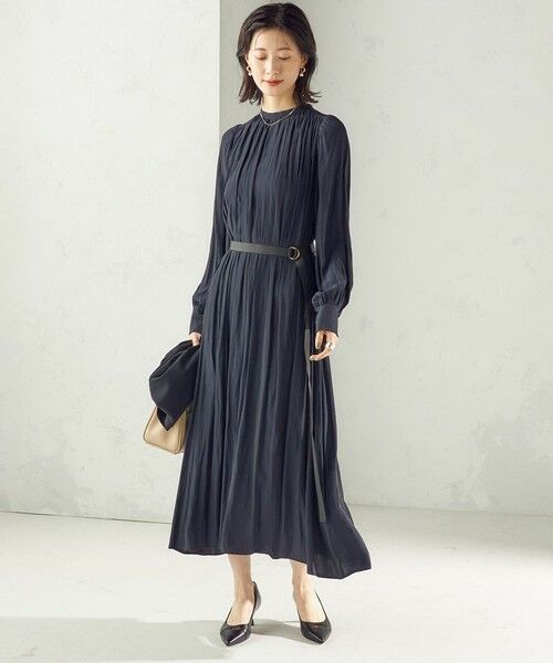 SHIPS / シップス ロング・マキシ丈ワンピース | 〈手洗い可能〉カッセン ギャザー ベルト付き 長袖 ワンピース | 詳細23