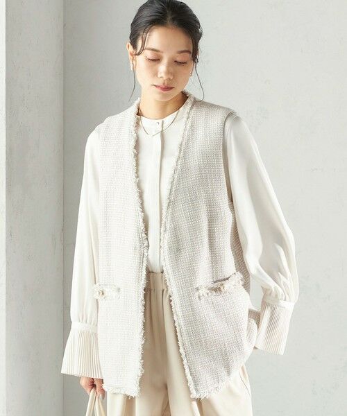 SHIPS / シップス ベスト | 《予約》トライスピン 杢 ツイード カラーレス ジレ（セレモニー対応可） | 詳細6