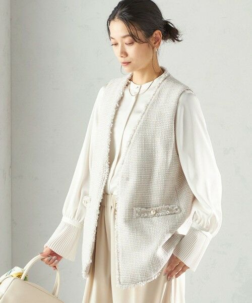 SHIPS / シップス ベスト | 《予約》トライスピン 杢 ツイード カラーレス ジレ（セレモニー対応可） | 詳細7