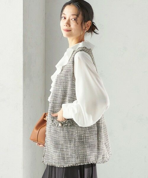 SHIPS / シップス ベスト | 《予約》トライスピン 杢 ツイード カラーレス ジレ（セレモニー対応可） | 詳細16