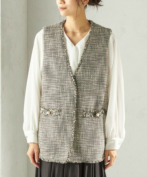 SHIPS / シップス ベスト | 《予約》トライスピン 杢 ツイード カラーレス ジレ（セレモニー対応可） | 詳細29