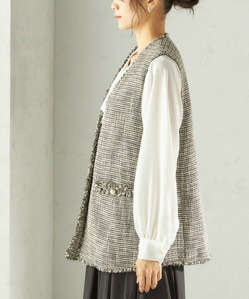 SHIPS / シップス ベスト | 《予約》トライスピン 杢 ツイード カラーレス ジレ（セレモニー対応可） | 詳細30